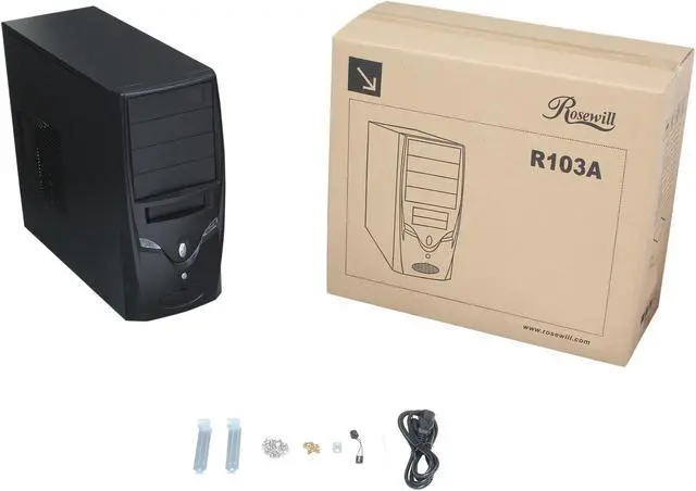Alt view image 9 of 9 - Rosewill R103A - Black Steel ATX Mid Tower Computer Case - 350W 20 + 4-Pin Connector Power Supply