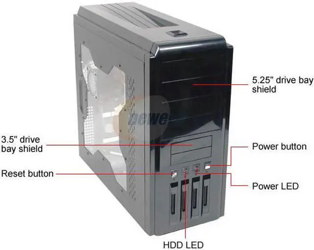 Alt view image 2 of 16 - Rosewill TU-153 Black Steel ATX Black 0.8mm SECC Steel  Mid Tower Computer Case 400W(20+4 pin) Power Supply