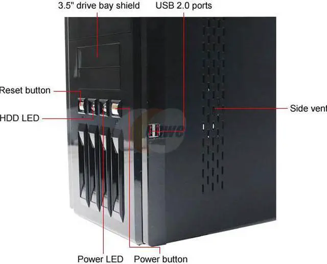Alt view image 4 of 16 - Rosewill TU-153 Black Steel ATX Black 0.8mm SECC Steel  Mid Tower Computer Case 400W(20+4 pin) Power Supply
