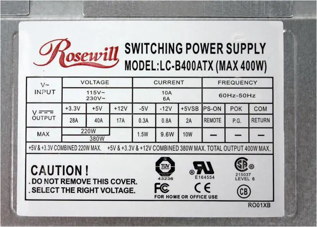 Alt view image 11 of 16 - Rosewill TU-153 Black Steel ATX Black 0.8mm SECC Steel  Mid Tower Computer Case 400W(20+4 pin) Power Supply