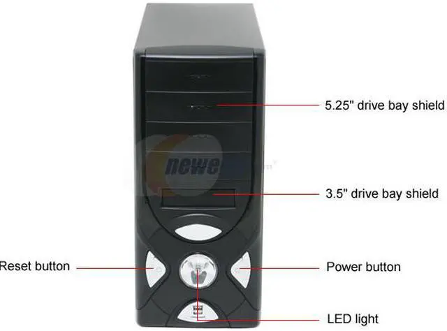 Alt view image 3 of 15 - Rosewill R203A Black Steel ATX Mid Tower Computer Case 350W Power Supply
