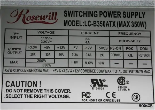 Alt view image 10 of 15 - Rosewill R203A Black Steel ATX Mid Tower Computer Case 350W Power Supply