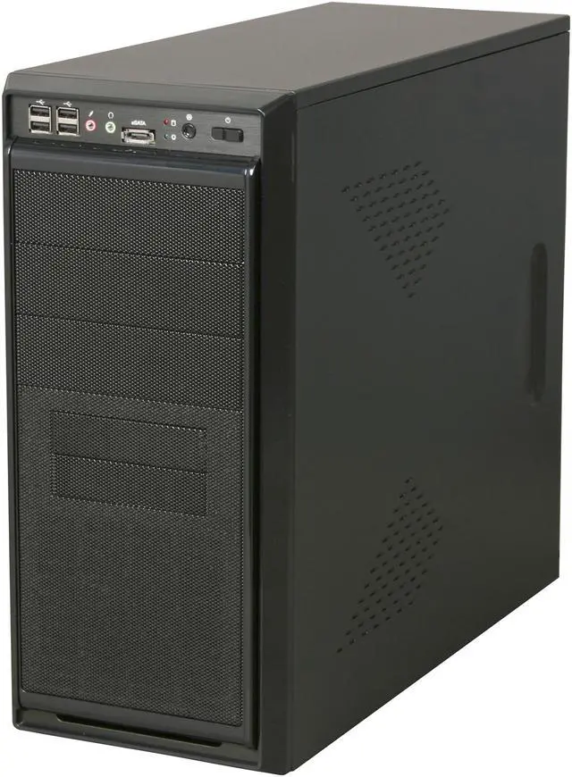 Alt view image 3 of 9 - Rosewill ATX Mid Tower Computer Case, Blue LED Fan, Black Steel & Plastic - BLACKBONE