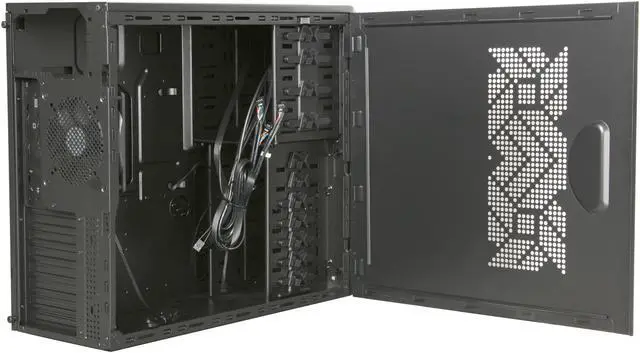 Alt view image 5 of 9 - Rosewill ATX Mid Tower Computer Case, Blue LED Fan, Black Steel & Plastic - BLACKBONE