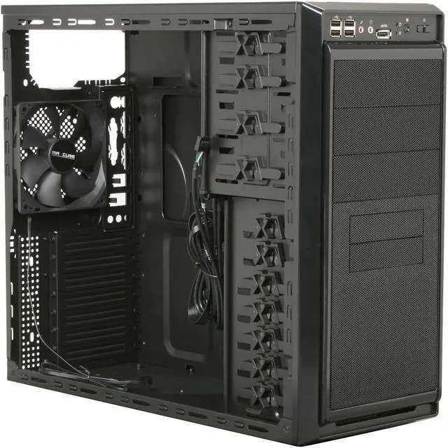 Alt view image 7 of 9 - Rosewill ATX Mid Tower Computer Case, Blue LED Fan, Black Steel & Plastic - BLACKBONE
