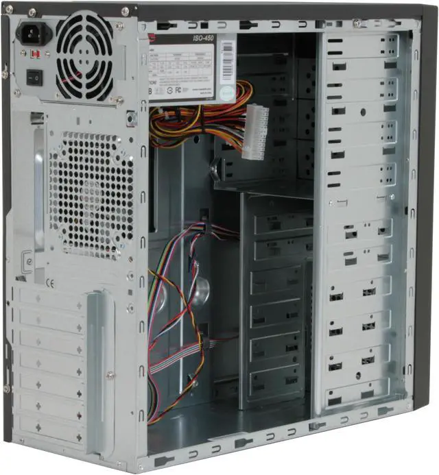 Alt view image 6 of 11 - Rosewill R804BK Black Steel ATX Mid Tower Computer Case with 20+4Pin&1 SATA Connectors 350W Power Supply