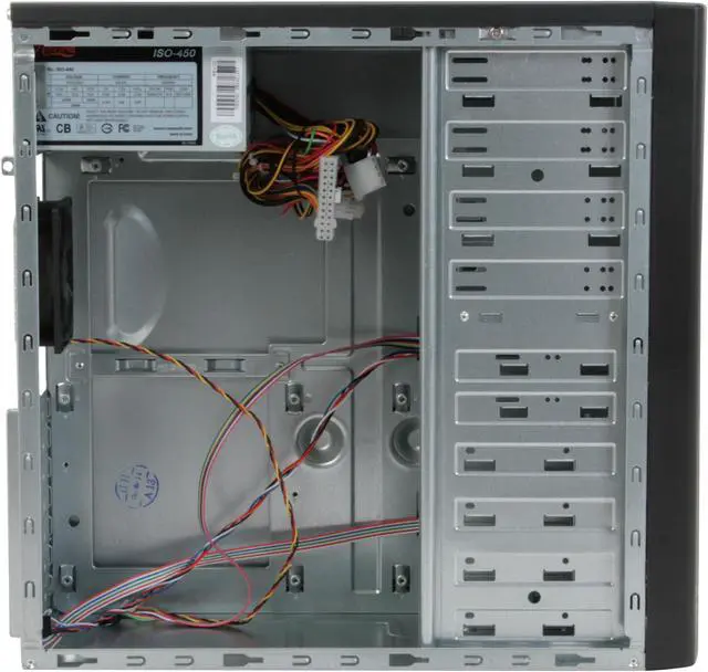 Alt view image 7 of 11 - Rosewill R804BK Black Steel ATX Mid Tower Computer Case with 20+4Pin&1 SATA Connectors 350W Power Supply