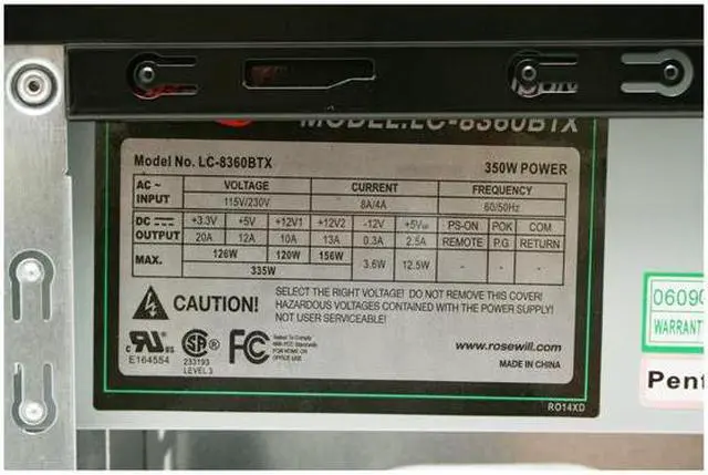 Alt view image 10 of 15 - Rosewill R6422 BK ATX Mid Tower Computer Case+350W Power Supply