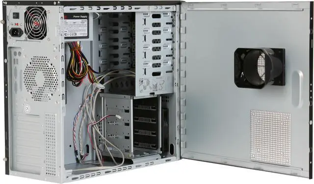 Alt view image 6 of 13 - Rosewill R5717 BK Black 120mm Fan Pre-Installed on the Top and 80mm Slim Fan Cooling HDD,ATX Mid Tower Computer Case with 450W Power Supply