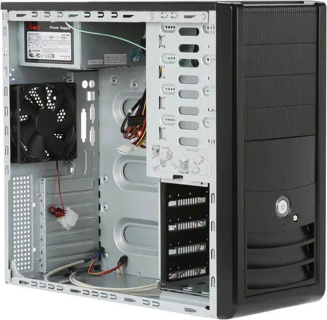 Alt view image 9 of 13 - Rosewill R5717 BK Black 120mm Fan Pre-Installed on the Top and 80mm Slim Fan Cooling HDD,ATX Mid Tower Computer Case with 450W Power Supply