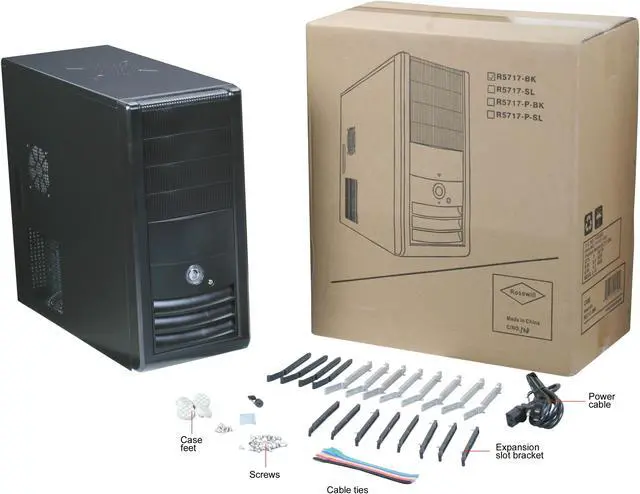 Alt view image 13 of 13 - Rosewill R5717 BK Black 120mm Fan Pre-Installed on the Top and 80mm Slim Fan Cooling HDD,ATX Mid Tower Computer Case with 450W Power Supply