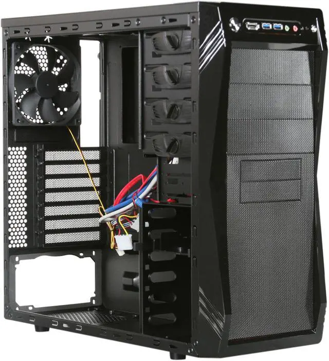 Alt view image 7 of 10 - Rosewill - Black Gaming ATX Mid Tower Computer Case - Dual Front Mounted USB 3.0 Ports, Three Preinstalled Fans: 1 x Front Blue LED 120mm Fan, 1 x Top 140mm Fan, 1 x Rear 120mm Fan - CHALLENGER-U3