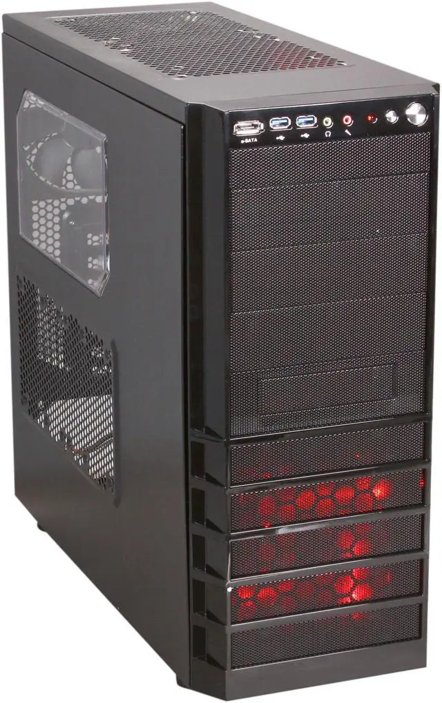Alt view image 4 of 12 - Rosewill RANGER Gaming ATX Mid Tower Computer Case,two-toned interior coating,come with Three Fans,Support up to 7 Fans, w/ Window Side Panel