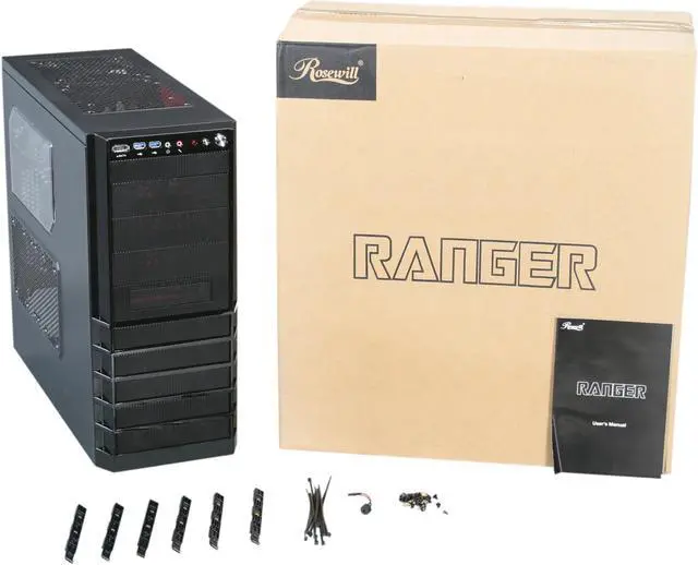 Alt view image 12 of 12 - Rosewill RANGER Gaming ATX Mid Tower Computer Case,two-toned interior coating,come with Three Fans,Support up to 7 Fans, w/ Window Side Panel