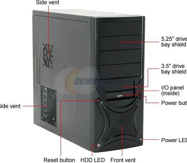 Alt view image 2 of 14 - Rosewill R6425-P BK Black SGCC Steel ATX Mid Tower Computer Case