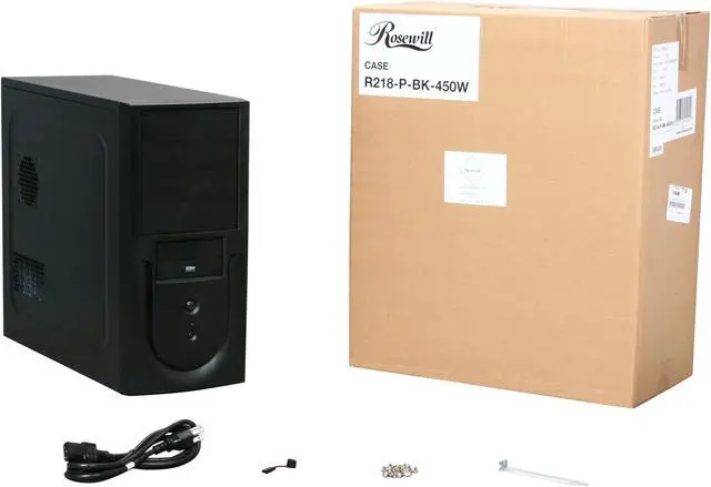 Alt view image 9 of 9 - Rosewill R218-P-BK-450W MicroATX Mid Tower Computer Case, come with 1x 120mm Fan, 450W Power Supply