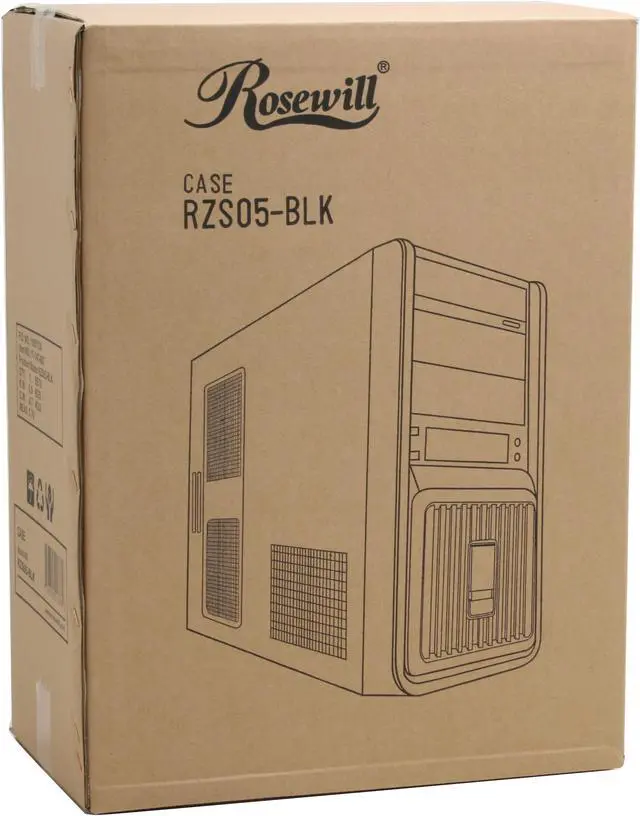 Alt view image 12 of 12 - Rosewill RZS05 BLK Black Sturdy SGCC Steel ATX Mid Tower Computer Case