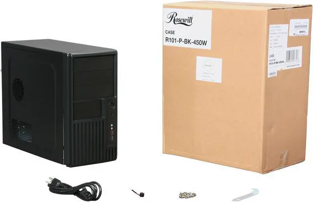 Alt view image 9 of 9 - Rosewill R101-P-BK-450W MicroATX Mid Tower Computer Case, come with 1x 120mm Fan, 450W Power Supply