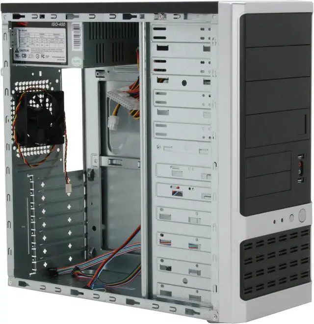 Alt view image 8 of 11 - Rosewill R891SL Black/Silver Steel ATX Mid Tower Computer Case with 24 pin &1xSATA Connectors 350W Power Supply