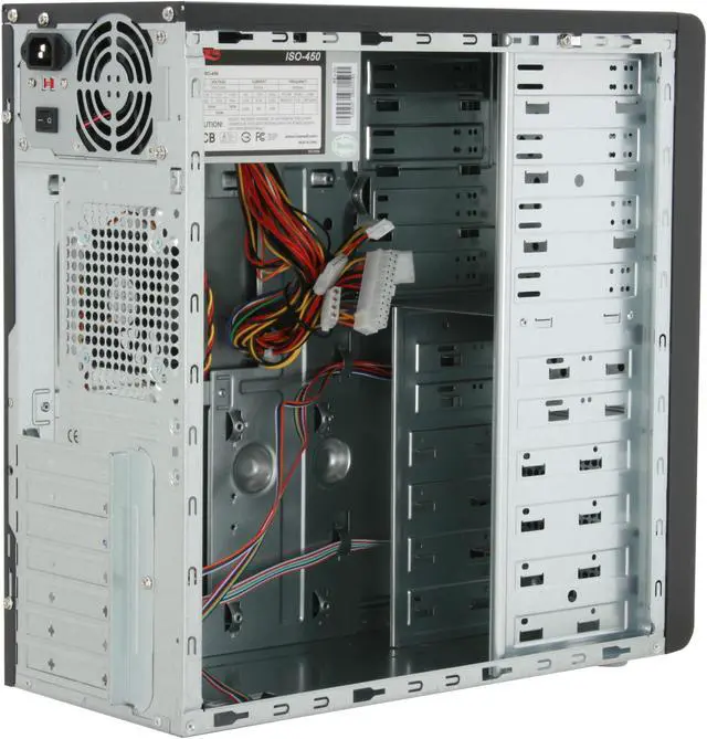 Alt view image 6 of 11 - Rosewill R909SL Black/Silver Steel ATX Mid Tower Computer Case with 24 pin &1 x SATA Connectors 350W Power Supply