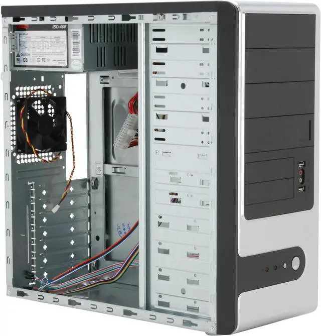 Alt view image 8 of 11 - Rosewill R909SL Black/Silver Steel ATX Mid Tower Computer Case with 24 pin &1 x SATA Connectors 350W Power Supply