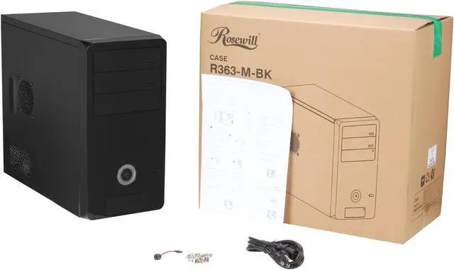 Alt view image 9 of 9 - Rosewill - Black, Ultra High Gloss Finished Micro ATX Computer Case with 400W ATX 2.2 12V Power Supply - R363-M-BK