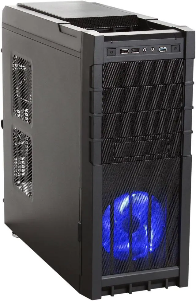 Alt view image 2 of 10 - Rosewill GEAR X3 Gaming ATX Mid Tower Computer Case,Support up to 15.36" Video Card,come with Three Fans-1x Front Blue LED 140mm Fan,1x Top 120mm Fan,1x Rear 120mm Fan,Option Fan-1x Top 120mm Fan,2x Side 120mm Fan