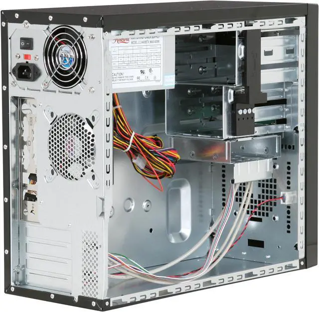 Alt view image 8 of 15 - Rosewill Ebony RA-HG-M-01 Black Steel Ultra High Gloss Finished MicroATX Computer Case with 400W(Model:LC-8400BTX) Power Supply