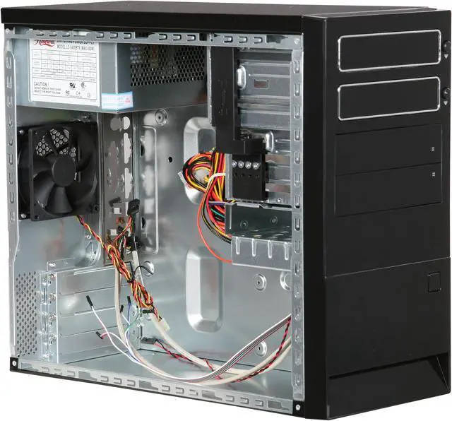 Alt view image 11 of 15 - Rosewill Ebony RA-HG-M-01 Black Steel Ultra High Gloss Finished MicroATX Computer Case with 400W(Model:LC-8400BTX) Power Supply