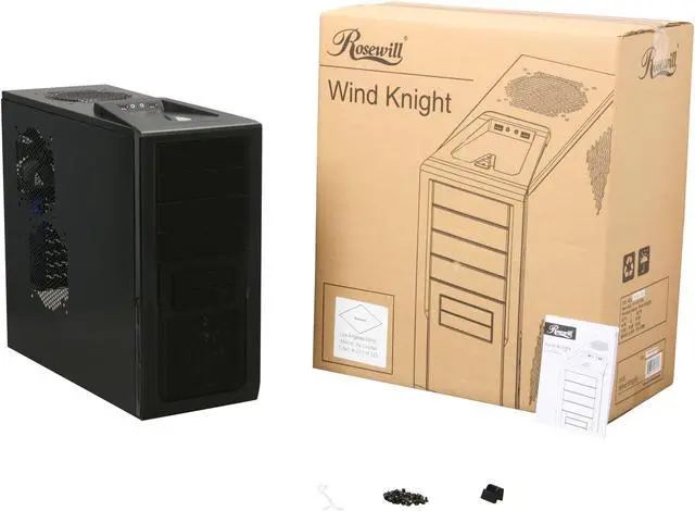 Alt view image 10 of 10 - Rosewill Wind Knight Gaming ATX Mid Tower Computer Case with pre-installed 2x 120mm Fan, Support up to 1x 140mm top fan, 2x 140mm side fan, 1x 140mm front fan, 1x 120mm rear fan