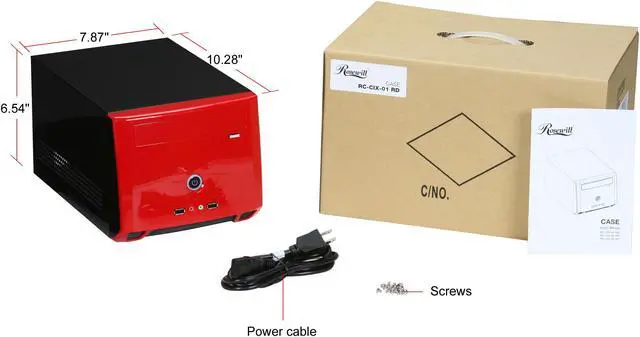 Alt view image 7 of 7 - Rosewill RC-CIX-01 RD Glossy Red Steel Cube Mini-ITX Computer Case with 150W Power Supply and 1x 80mm Fan