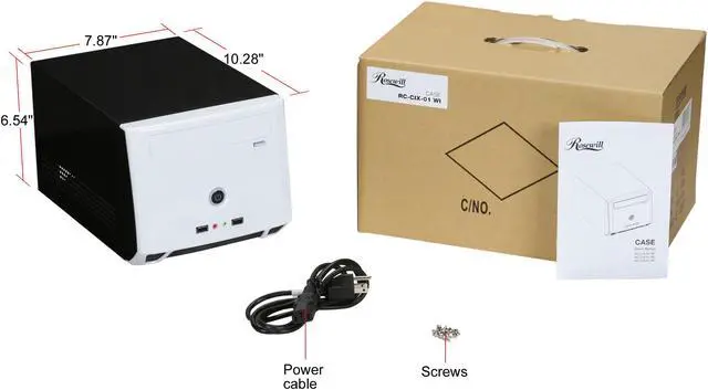 Alt view image 7 of 7 - Rosewill RC-CIX-01 WI Glossy White Steel Cube Mini-ITX Computer Case with 150W Power Supply and 1x 80mm Fan