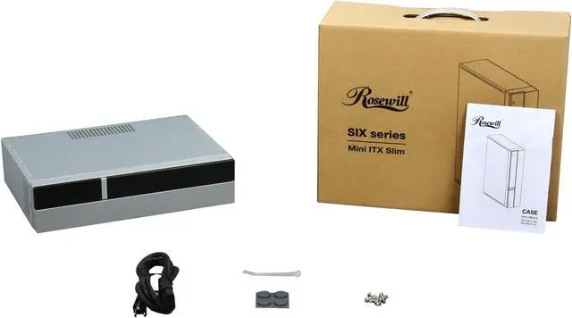 Alt view image 8 of 8 - Rosewill RC-SIX-01 SL Hair-line brushed Silver Steel Slim Mini-ITX Computer Case with 150W Power Supply and 1x 40mm Fan