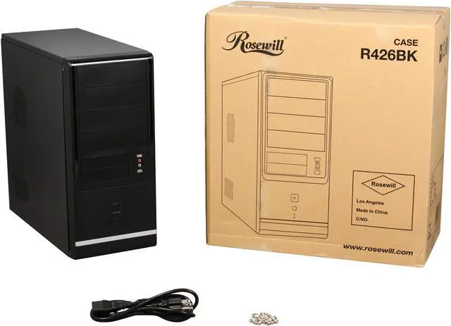 Alt view image 9 of 9 - Rosewill R426BK Black SECC Steel ATX Mid Tower Computer Case 350W Power Supply