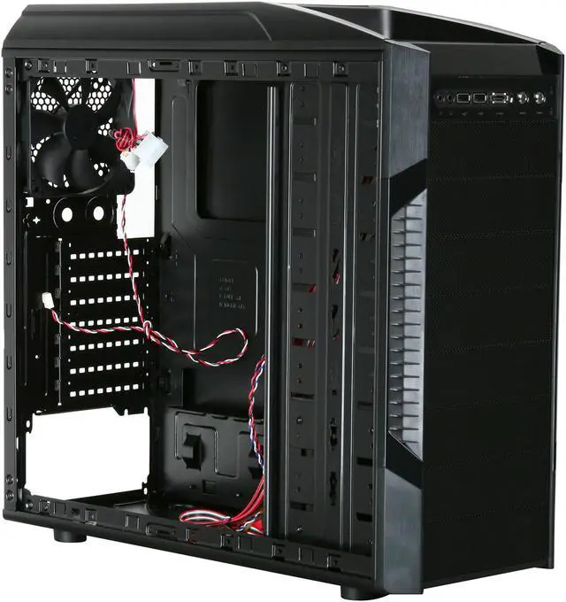 Alt view image 7 of 9 - Rosewill DESTROYER Black Gaming ATX Mid Tower Computer Case, comes with Three Fans-1x Front Blue LED 120mm Fan, 1x Top 120mm Fan, 1x Rear 120mm Fan, option Fans-2x Side 120mm Fan, 1x Top 120mm Fan, 1x Bottom Fan