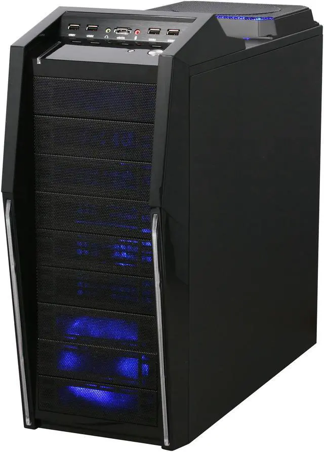 Alt view image 3 of 10 - Rosewill CRUISER Black Gaming ATX Mid Tower Computer Case with Side Panel Window, comes with Four Fans-1x Front Blue LED 120mm Fan, 1x Top Blue LED 120mm Fan, 1x Rear 120mm Fan, 1x Side Blue LED 190mm Fan