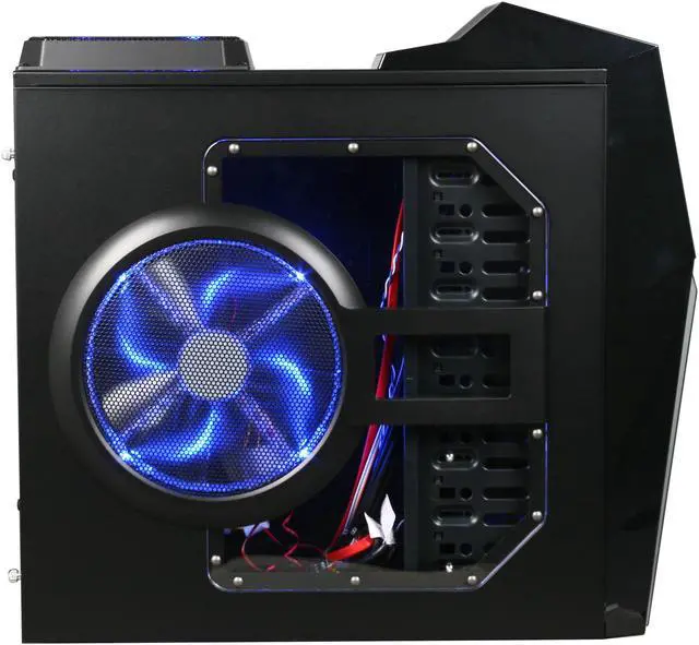 Alt view image 4 of 10 - Rosewill CRUISER Black Gaming ATX Mid Tower Computer Case with Side Panel Window, comes with Four Fans-1x Front Blue LED 120mm Fan, 1x Top Blue LED 120mm Fan, 1x Rear 120mm Fan, 1x Side Blue LED 190mm Fan