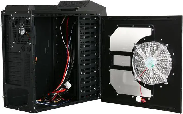 Alt view image 5 of 10 - Rosewill CRUISER Black Gaming ATX Mid Tower Computer Case with Side Panel Window, comes with Four Fans-1x Front Blue LED 120mm Fan, 1x Top Blue LED 120mm Fan, 1x Rear 120mm Fan, 1x Side Blue LED 190mm Fan