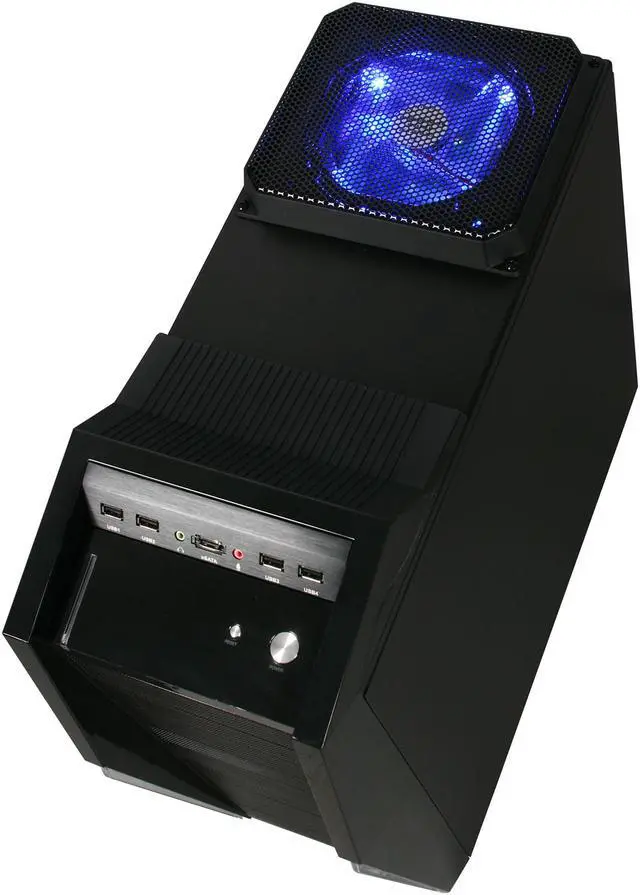 Alt view image 9 of 10 - Rosewill CRUISER Black Gaming ATX Mid Tower Computer Case with Side Panel Window, comes with Four Fans-1x Front Blue LED 120mm Fan, 1x Top Blue LED 120mm Fan, 1x Rear 120mm Fan, 1x Side Blue LED 190mm Fan