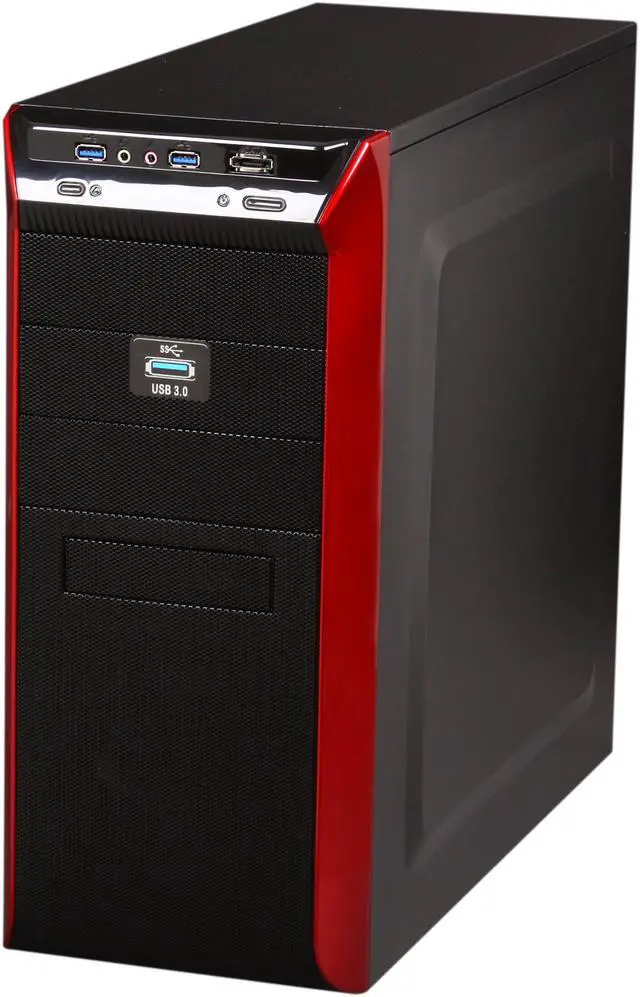 Alt view image 4 of 10 - Rosewill REDBONE U3 - ATX Mid Tower Computer Case - Black SECC Steel, USB 3.0, eSATA, 3 x 120mm Fans