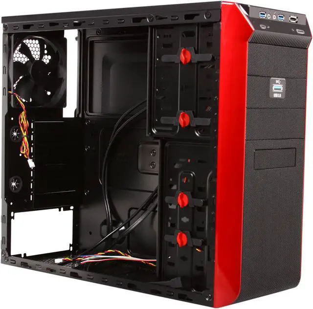 Alt view image 8 of 10 - Rosewill REDBONE U3 - ATX Mid Tower Computer Case - Black SECC Steel, USB 3.0, eSATA, 3 x 120mm Fans