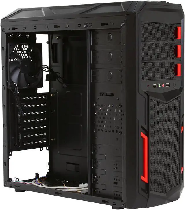 Alt view image 7 of 10 - Rosewill - Black Gaming ATX Mid Tower Computer Case - Top-Mounted USB 3.0 Port, Three Fans Included - 1 x Front Blue LED 120mm, 1 x Rear 120mm, 1 x Top 120mm - Galaxy-02