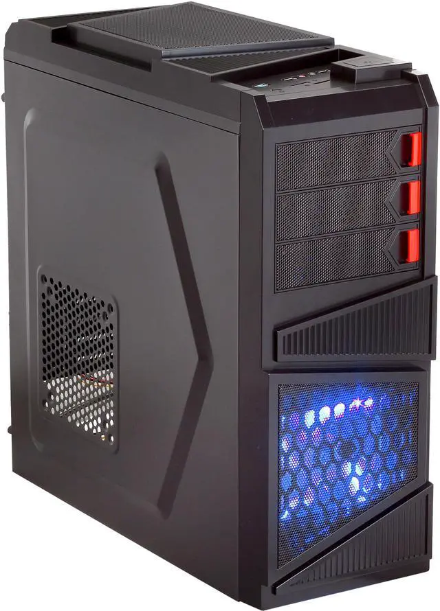 Main image of Rosewill - Black Gaming ATX Mid Tower Computer Case - Top-Mounted USB 3.0 Port, Three Fans Included: 1 x Front Blue LED 120mm, 1 x Rear 120mm, 1 x Top 120mm - Galaxy-03