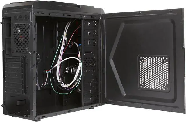 Alt view image 5 of 10 - Rosewill - Black Gaming ATX Mid Tower Computer Case - Top-Mounted USB 3.0 Port, Three Fans Included: 1 x Front Blue LED 120mm, 1 x Rear 120mm, 1 x Top 120mm - Galaxy-03