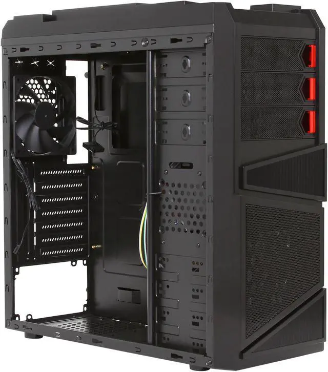 Alt view image 7 of 10 - Rosewill - Black Gaming ATX Mid Tower Computer Case - Top-Mounted USB 3.0 Port, Three Fans Included: 1 x Front Blue LED 120mm, 1 x Rear 120mm, 1 x Top 120mm - Galaxy-03