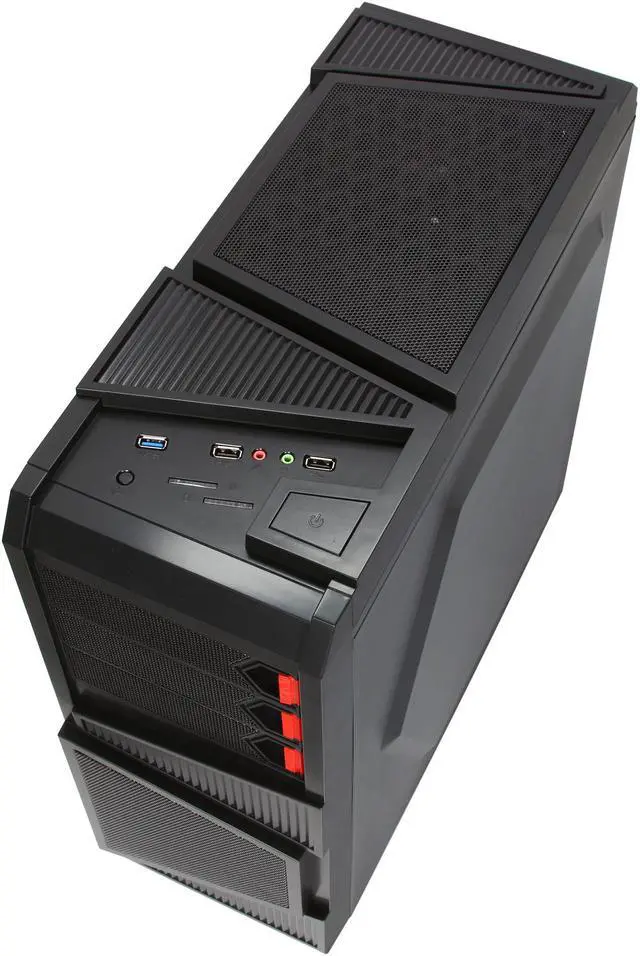 Alt view image 8 of 10 - Rosewill - Black Gaming ATX Mid Tower Computer Case - Top-Mounted USB 3.0 Port, Three Fans Included: 1 x Front Blue LED 120mm, 1 x Rear 120mm, 1 x Top 120mm - Galaxy-03