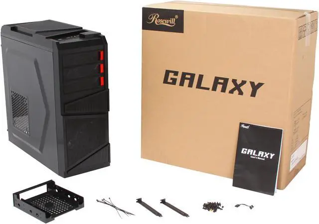 Alt view image 10 of 10 - Rosewill - Black Gaming ATX Mid Tower Computer Case - Top-Mounted USB 3.0 Port, Three Fans Included: 1 x Front Blue LED 120mm, 1 x Rear 120mm, 1 x Top 120mm - Galaxy-03