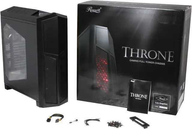 Alt view image 10 of 10 - Rosewill THRONE-Window-A Black Gaming ATX Full Tower Computer Case, support up to E-ATX/XL-ATX, come with Five Fans-2x Front Red LED 140mm Fan, 2x Top 140mm Fan, 1x Rear 140mm Fan