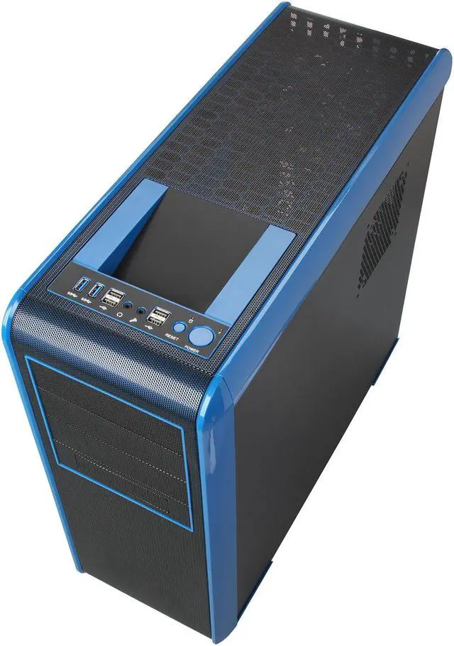 Alt view image 8 of 11 - Rosewill BLACKHAWK - Gaming ATX Mid Tower Computer Case, Blue Edition - Five Fans Included, Side Window Panel, Top HDD Dock