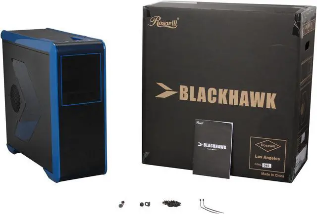 Alt view image 11 of 11 - Rosewill BLACKHAWK - Gaming ATX Mid Tower Computer Case, Blue Edition - Five Fans Included, Side Window Panel, Top HDD Dock